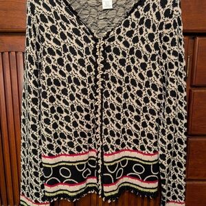Susan Bristol Black and Cream Geometric Cardigan